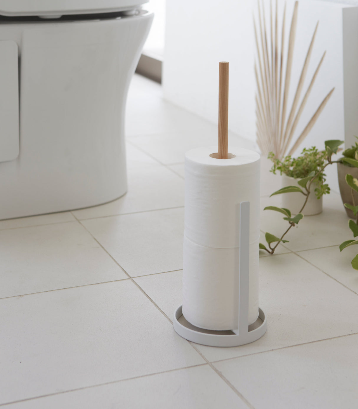 Toilet Paper Stocker - Steel + Wood from Yamazaki Home