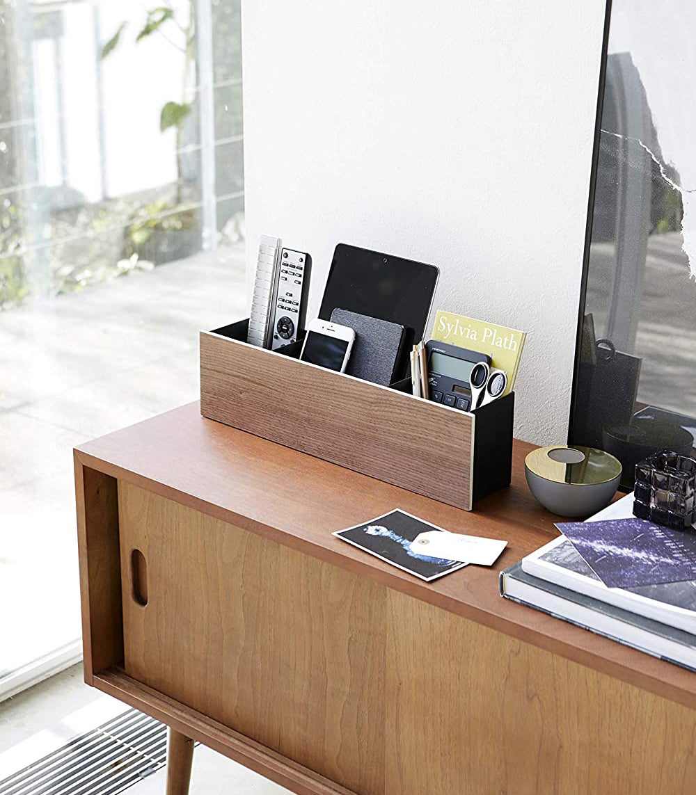 Desk Organizer - Two Sizes - Steel + Wood from Yamazaki Home