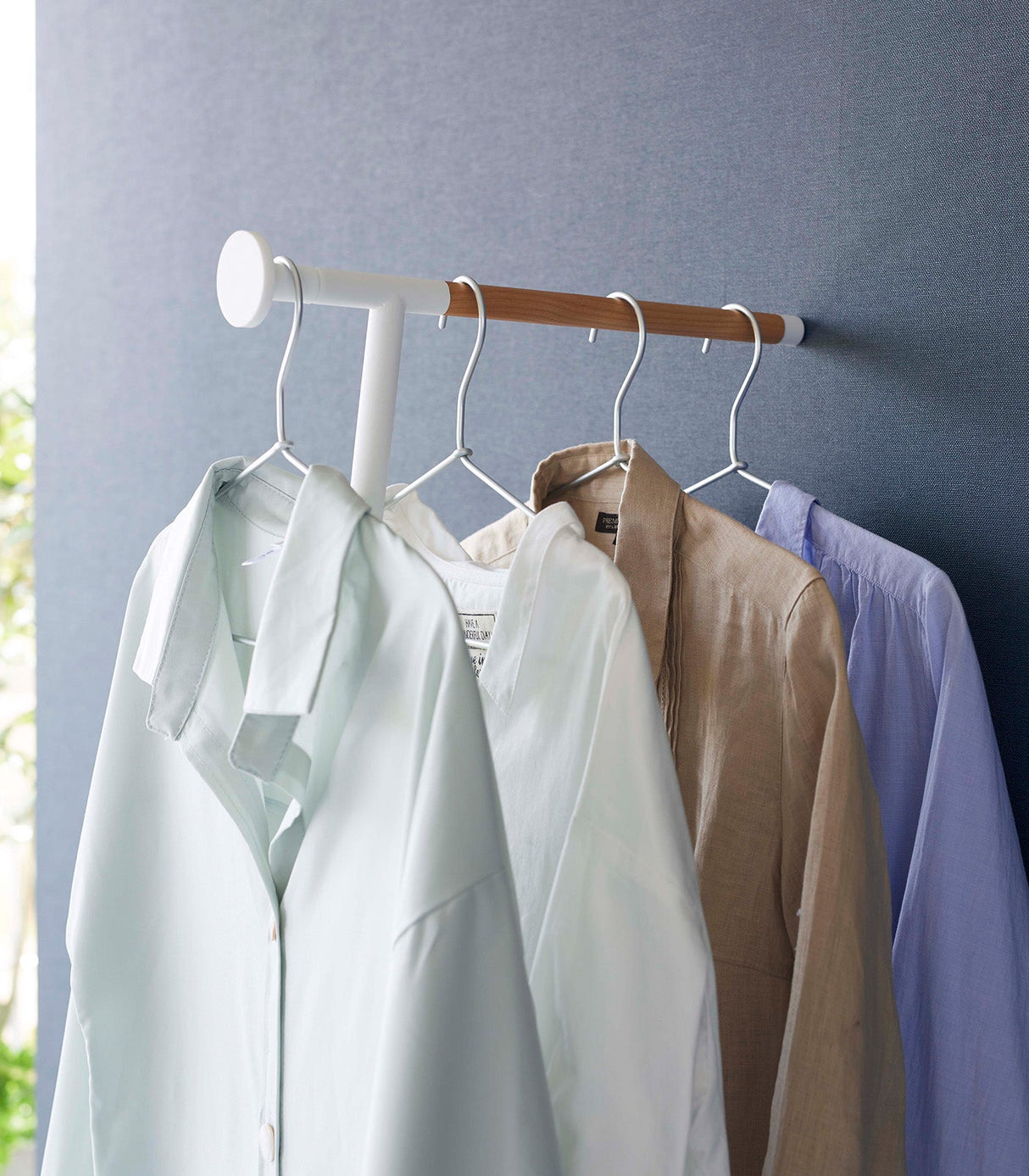Leaning Clothes Hanger (64" H)  - Steel + Wood from Yamazaki Home