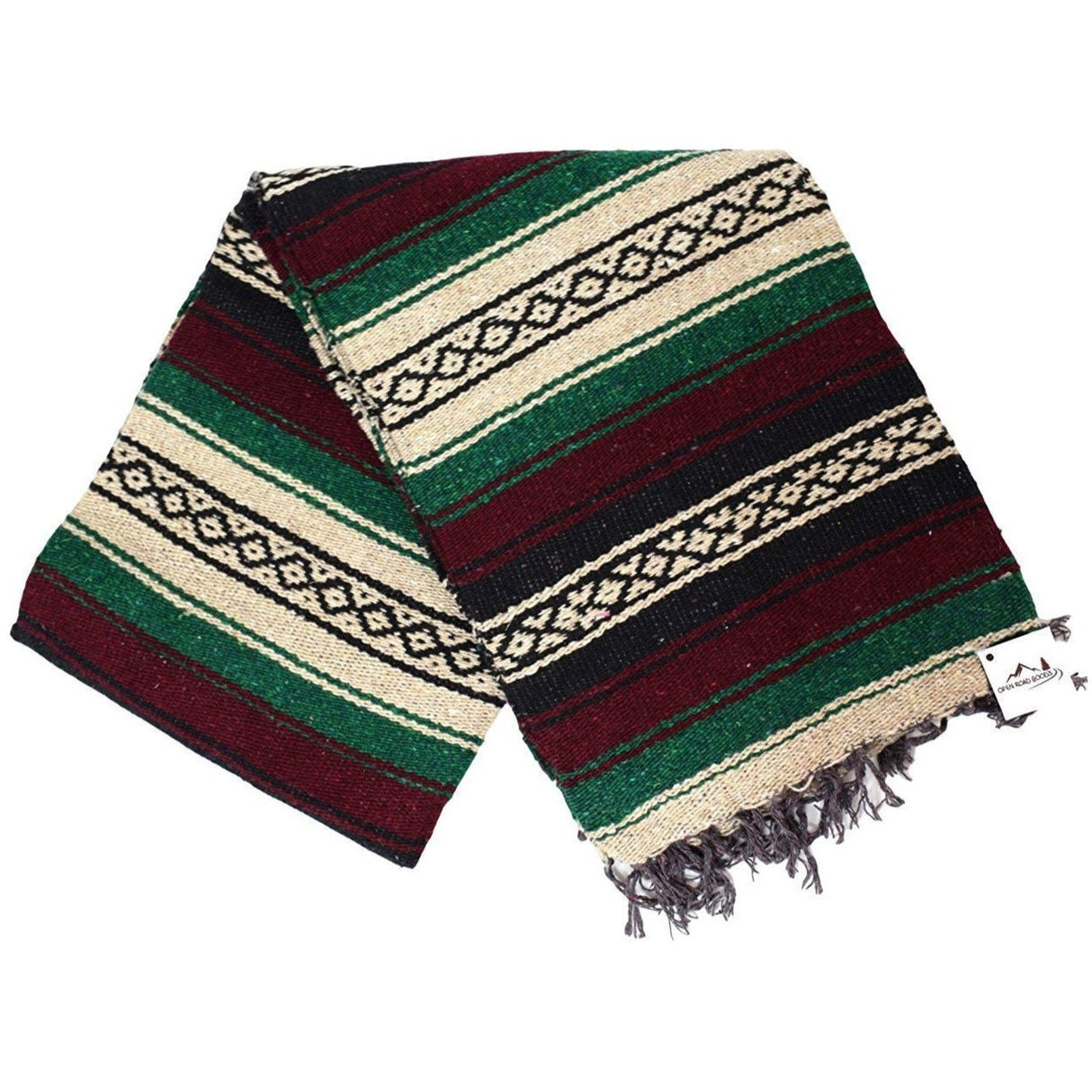 Maroon & Green Mexican Super Falsa Blanket From West Path