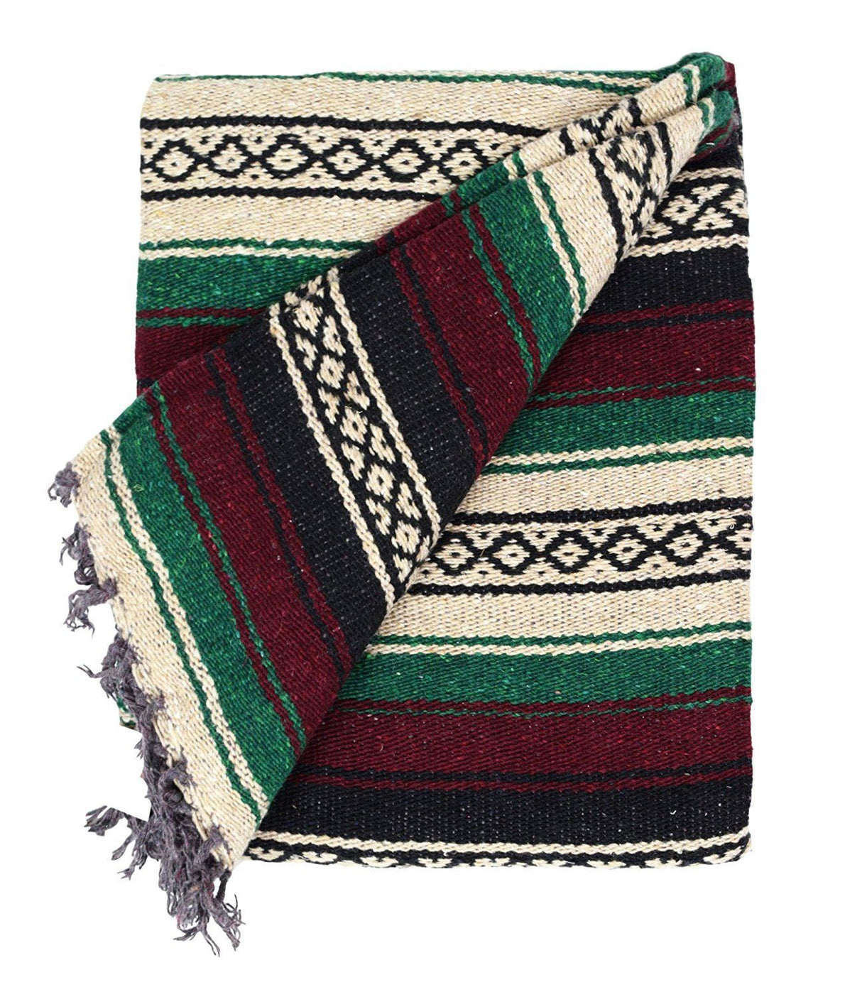 Maroon & Green Mexican Super Falsa Blanket From West Path