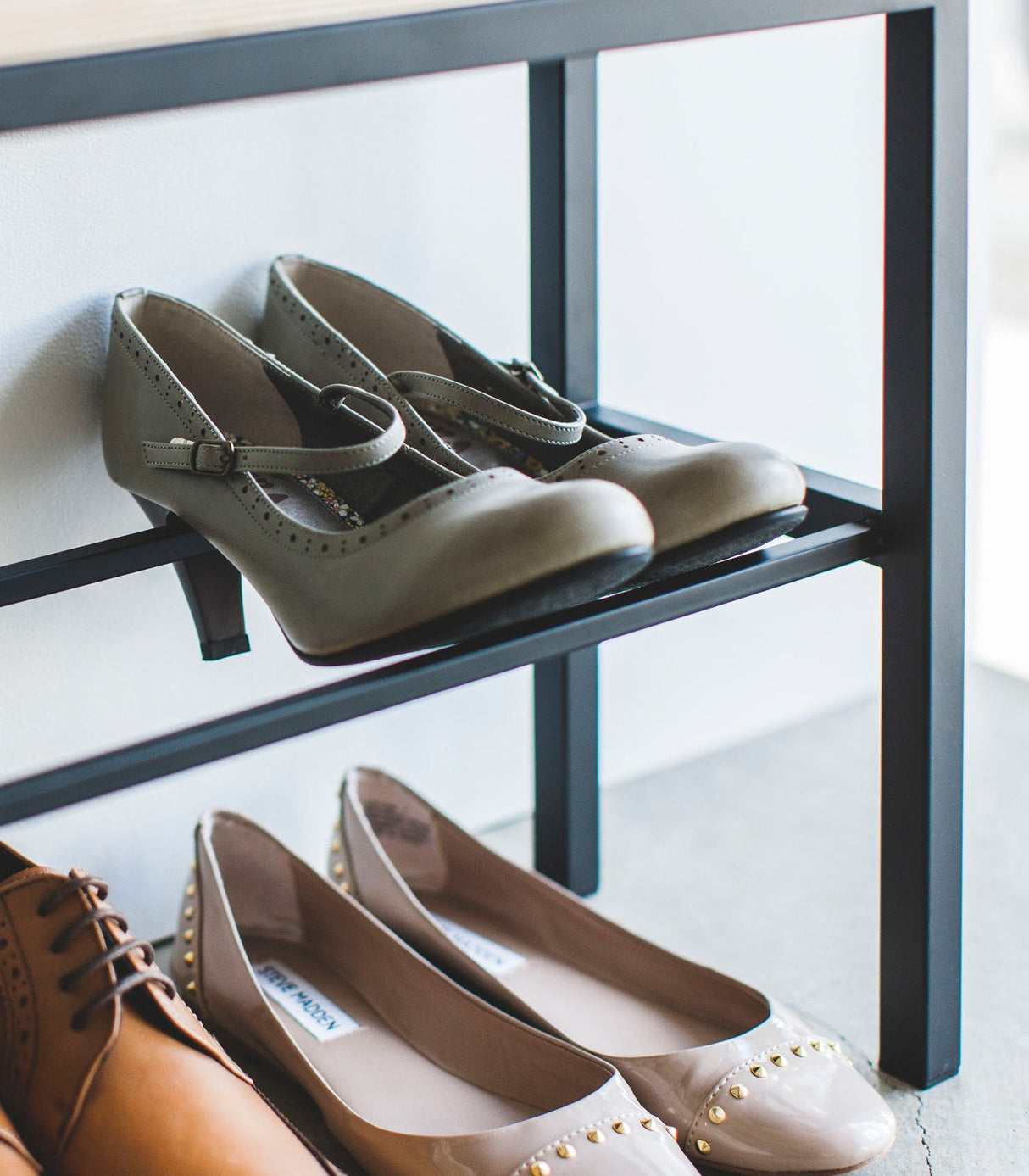 Shoe Organizer & Bench (18" H)  - Steel + Wood from Yamazaki Home