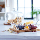 Libbey Acaciawood Flat Round Wood Server Cake Stand with Glass Dome from Libbey