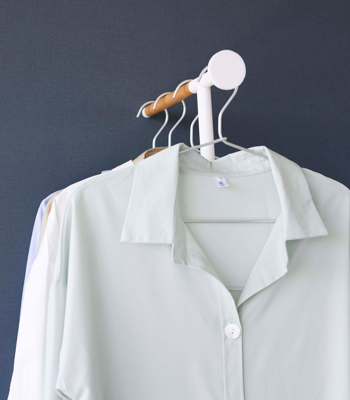 Leaning Clothes Hanger (64" H)  - Steel + Wood from Yamazaki Home