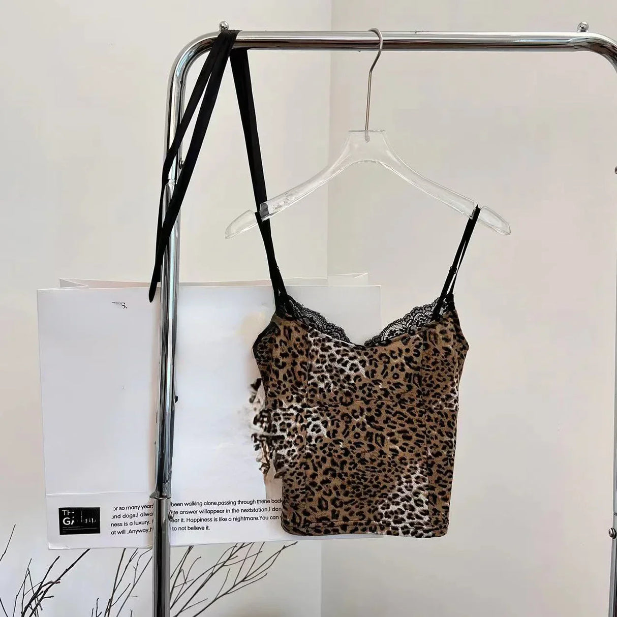 Leopard Print Lace Trim Cami – Y2K Aesthetic Vintage Tank Top From Kawaii Stop