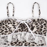 Leopard Print Lace Ruffle Tank Top – Y2K Coquette Cropped Camisole From Kawaii Stop