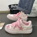 Y2K Pink Flat Fashion Sneakers for Women Strap from Kawaii Stop