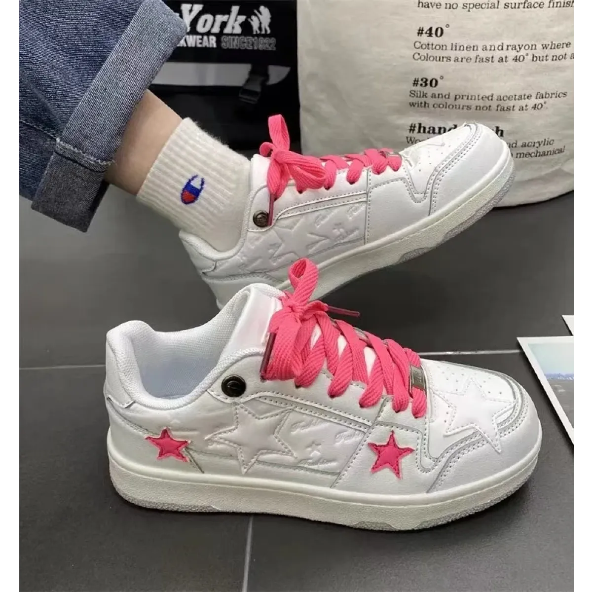 Y2K Pink Flat Fashion Sneakers for Women Strap from Kawaii Stop