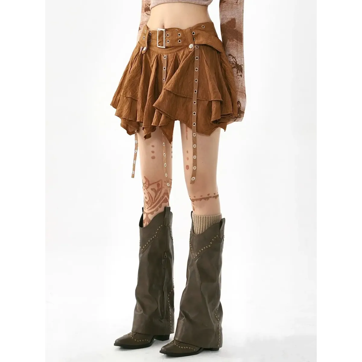 Harajuku Belted Pleated Mini Skirt – Y2K Gothic Aesthetic from Kawaii Stop