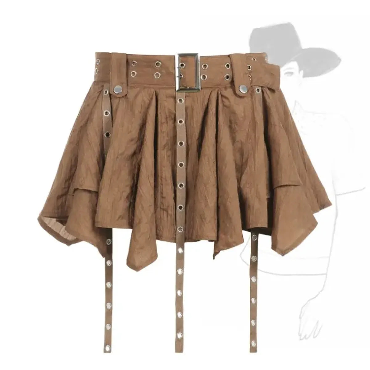 Harajuku Belted Pleated Mini Skirt – Y2K Gothic Aesthetic from Kawaii Stop