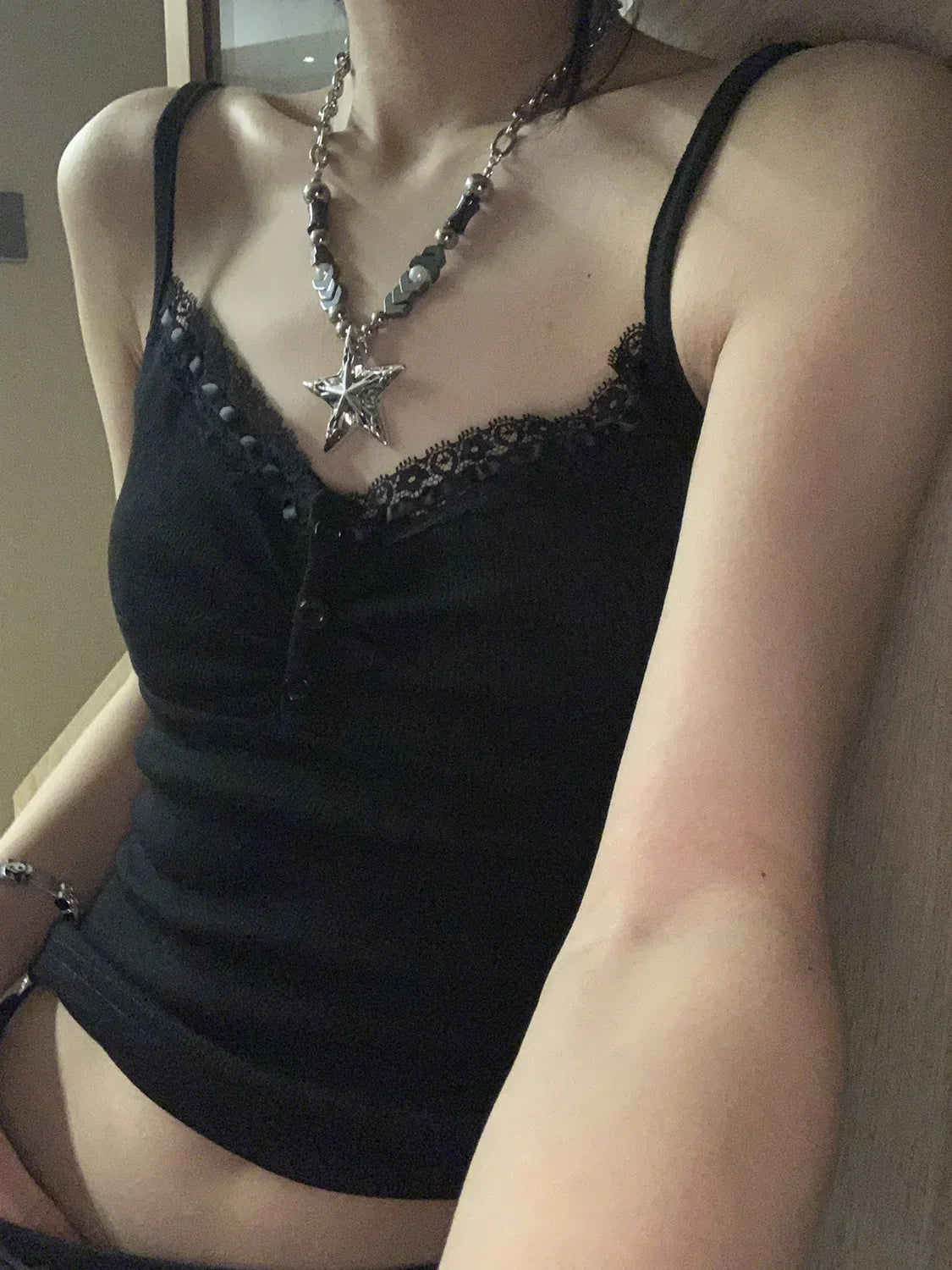 Black Lace Trim Tank Top – Y2K Gothic Coquette Punk Grunge Crop Top From Kawaii Stop