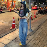 Black Off-Shoulder Graphic Tee – Y2K Grunge Punk Harajuku Crop Top From Kawaii Stop