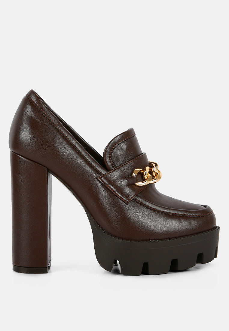 Y2K Chunky High Block Heeled Loafers from London Rag International