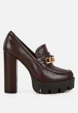 Y2K Chunky High Block Heeled Loafers from London Rag International