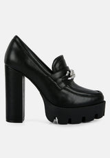 Y2K Chunky High Block Heeled Loafers from London Rag International