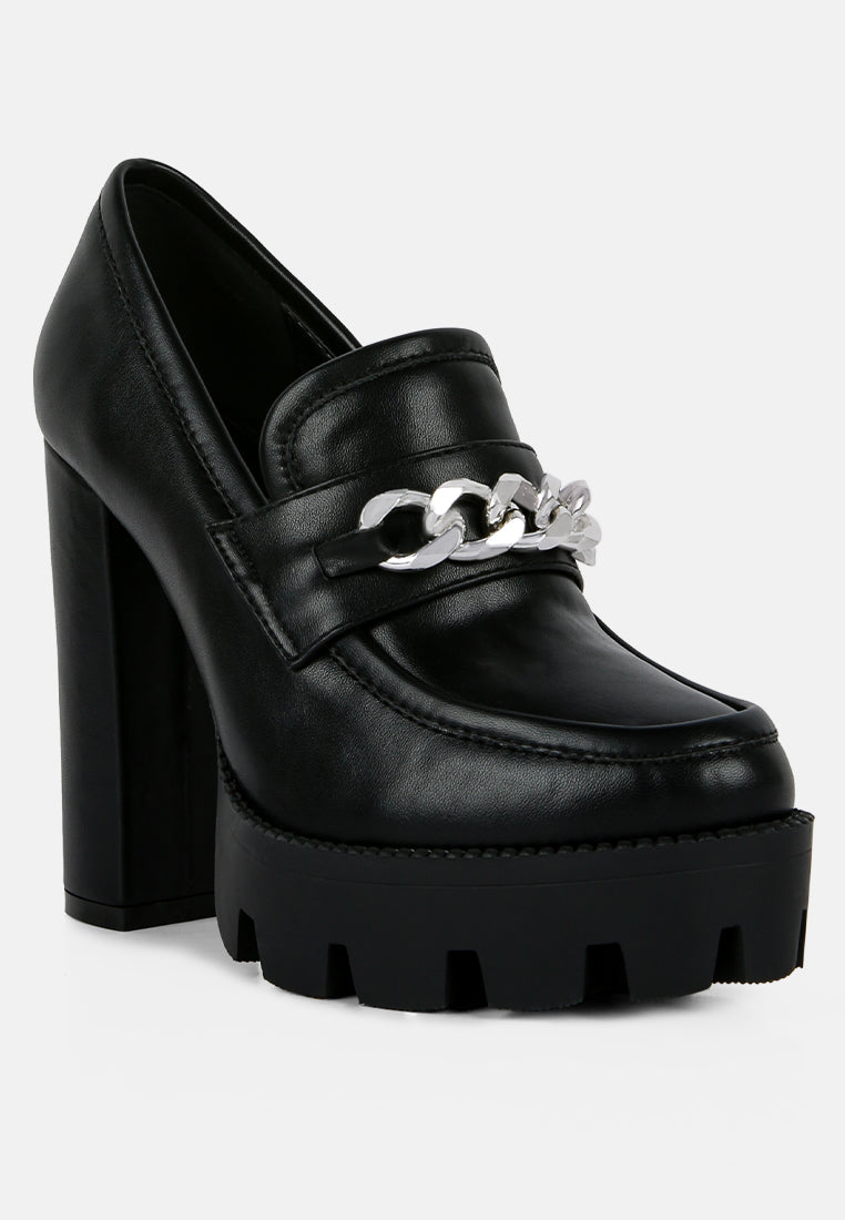 Y2K Chunky High Block Heeled Loafers from London Rag International