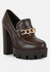 Y2K Chunky High Block Heeled Loafers from London Rag International