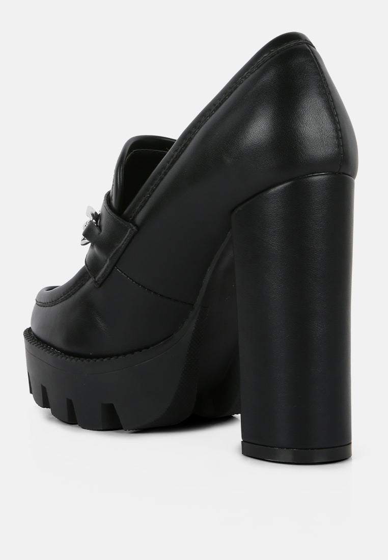 Y2K Chunky High Block Heeled Loafers from London Rag International