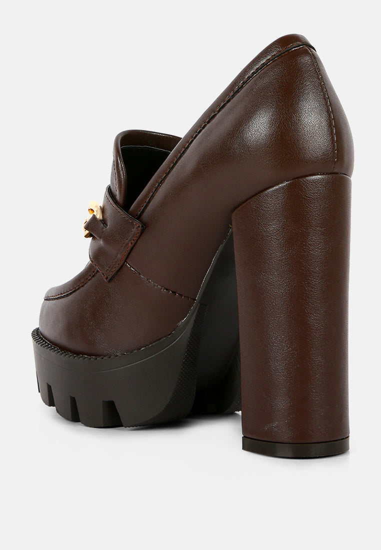 Y2K Chunky High Block Heeled Loafers from London Rag International