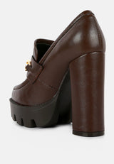 Y2K Chunky High Block Heeled Loafers from London Rag International