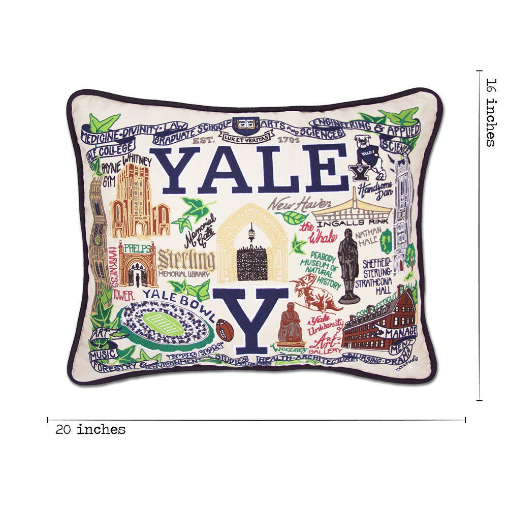 YALE Collegiate Hand-Embroidered Pillow from Quirks!