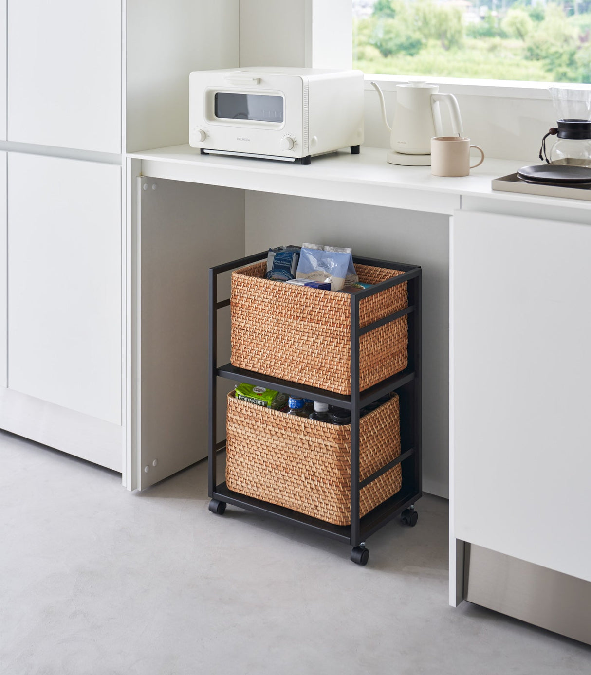 Two-Tier Hideaway Storage Cart (24" H)  - Steel from Yamazaki Home
