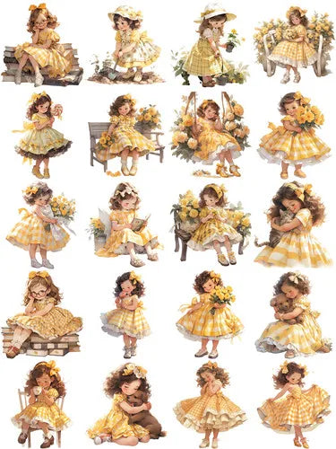 Yellow Dress Girl Stickers 20Pcs - Cute DIY Scrapbooking Decorative Stickers From Kawaii Stop