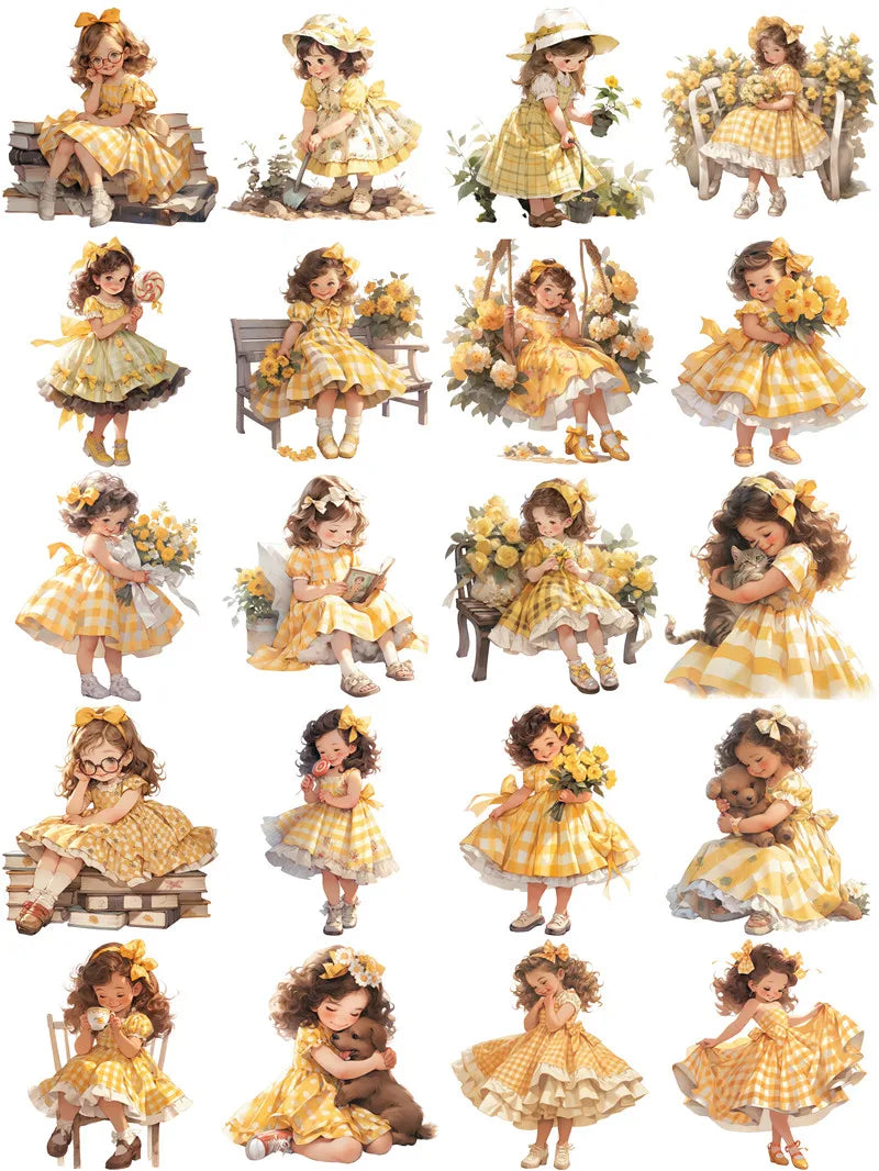 Yellow Dress Girl Stickers 20Pcs - Cute DIY Scrapbooking Decorative Stickers From Kawaii Stop