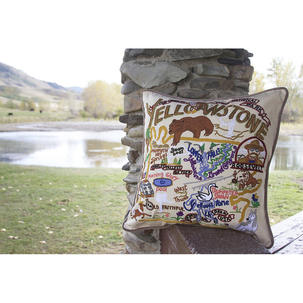 Yellowstone Hand-Embroidered Pillow from Quirks!