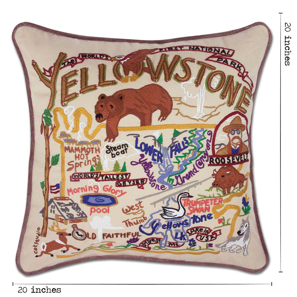Yellowstone Hand-Embroidered Pillow from Quirks!