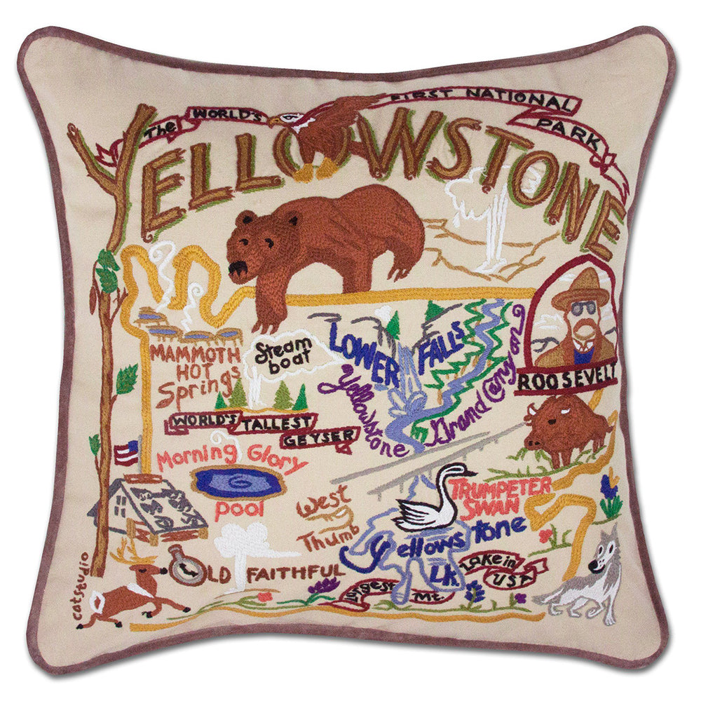 Yellowstone Hand-Embroidered Pillow from Quirks!