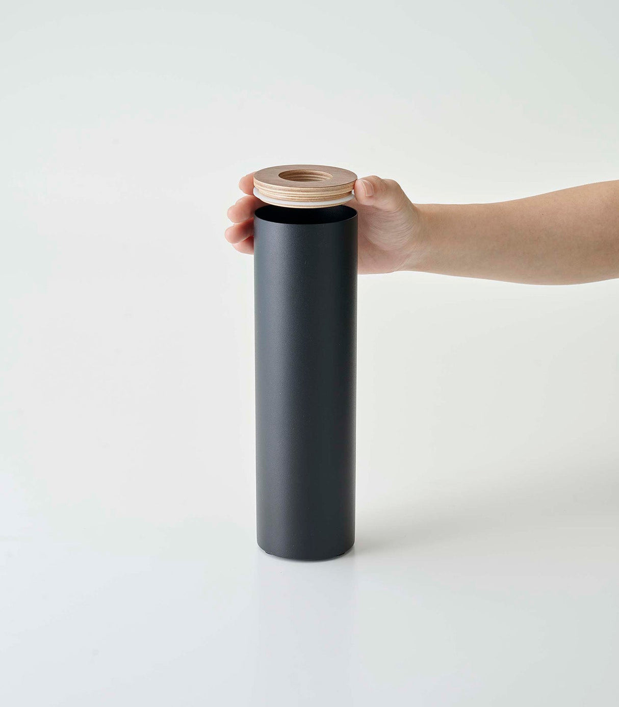 Round Tissue Case - Steel + Wood from Yamazaki Home