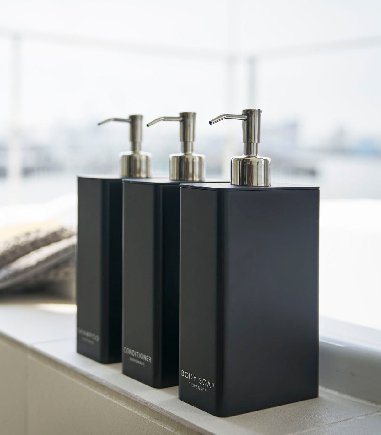 Rectangle Dispenser Bundle - Shampoo, Conditioner, and Body Soap from Yamazaki Home