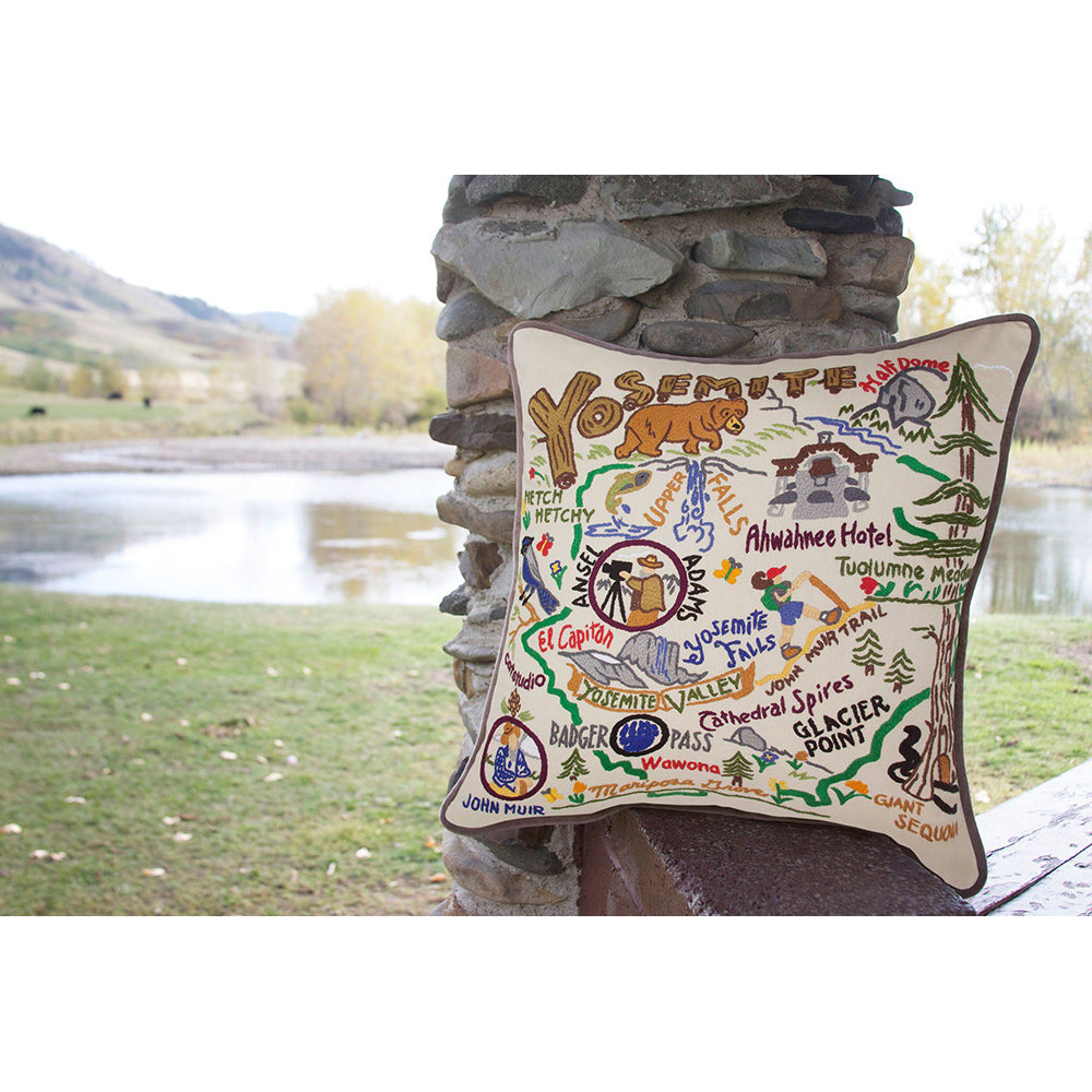 Yosemite Hand-Embroidered Pillow from Quirks!