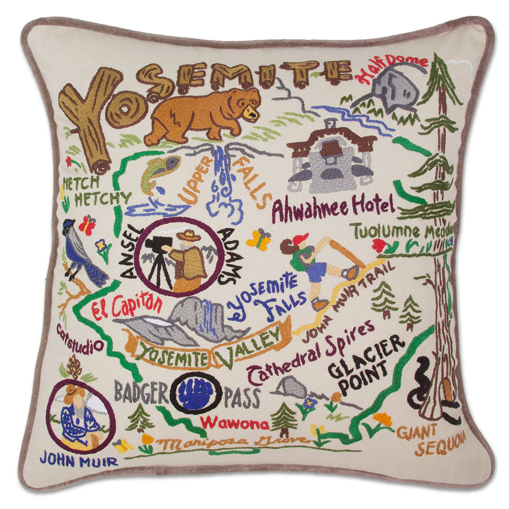 Yosemite Hand-Embroidered Pillow from Quirks!