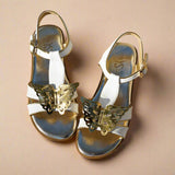 Miss Butterfly Sandal in White & Gold - Kids from Yosi Samra