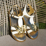 Miss Butterfly Sandal in White & Gold - Kids from Yosi Samra