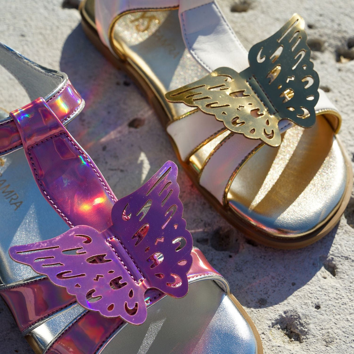 Miss Butterfly Sandal in Rainbow Iridescent - Kids from Yosi Samra