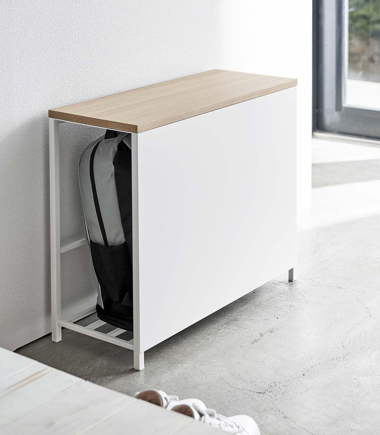 Entryway Storage Organizer & Bench (18" H)  - Steel + Wood from Yamazaki Home