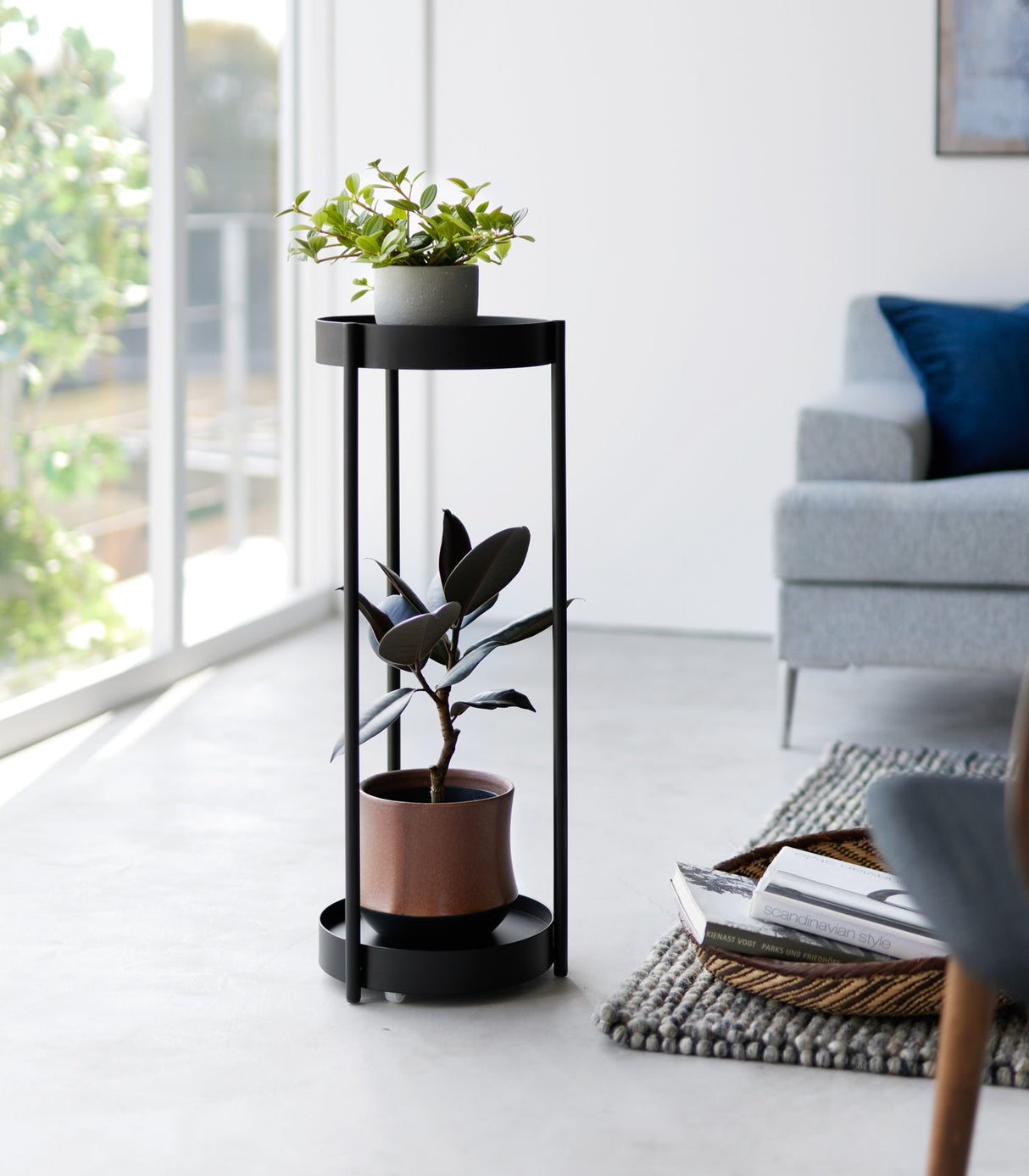 Two-Tier Rolling Plant Stand (28" H)  - Steel from Yamazaki Home