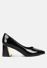 Zaila Metallic Accent Block Heel Pumps from London Rag International