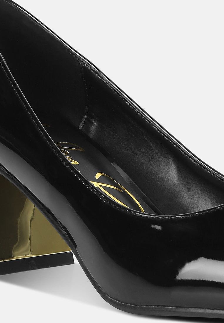 Zaila Metallic Accent Block Heel Pumps from London Rag International
