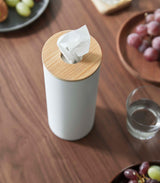 Round Tissue Case - Steel + Wood from Yamazaki Home
