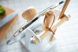 Lid & Ladle Stand - Steel + Wood from Yamazaki Home