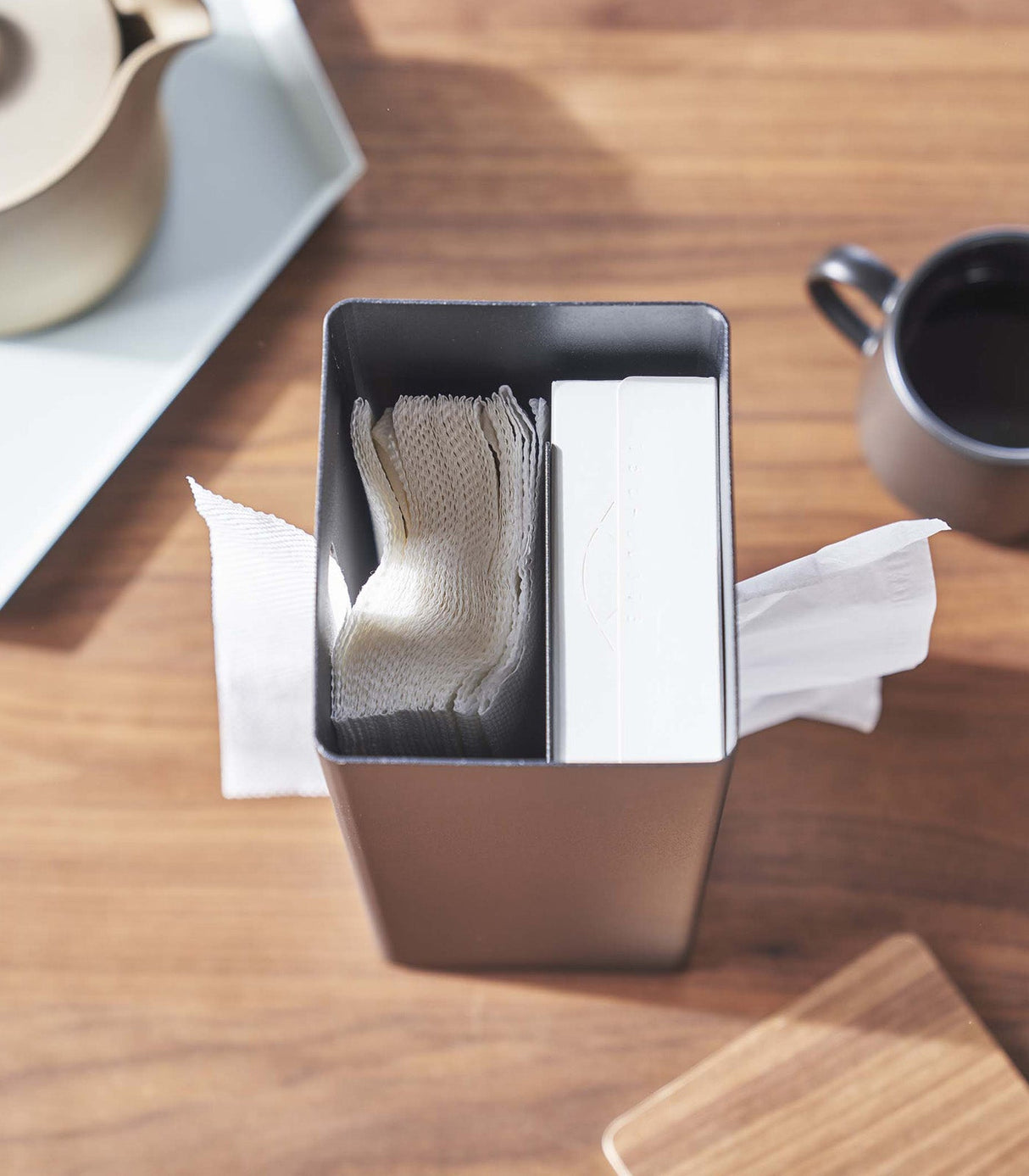 Two-Sided Tissue Case - Steel + Wood from Yamazaki Home