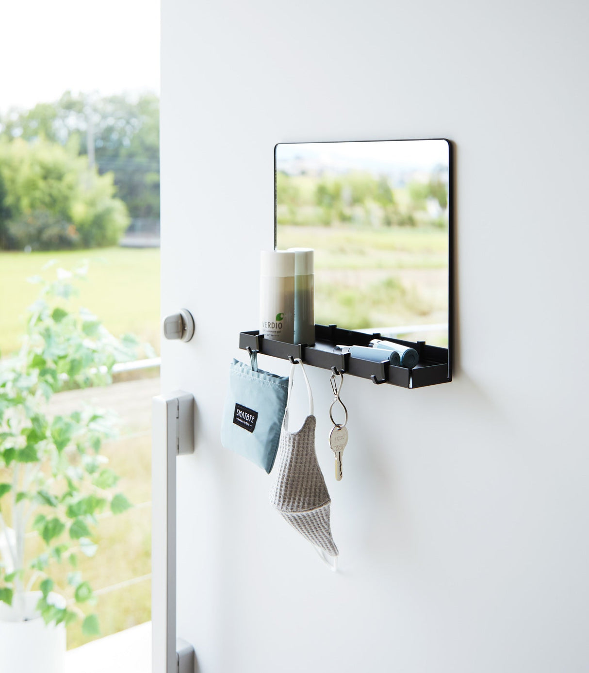 Magnetic Mirror with Storage Rack - Glass from Yamazaki Home