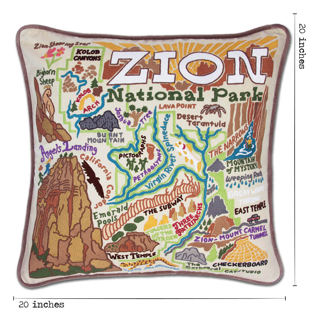 Zion Hand-Embroidered Pillow from Quirks!