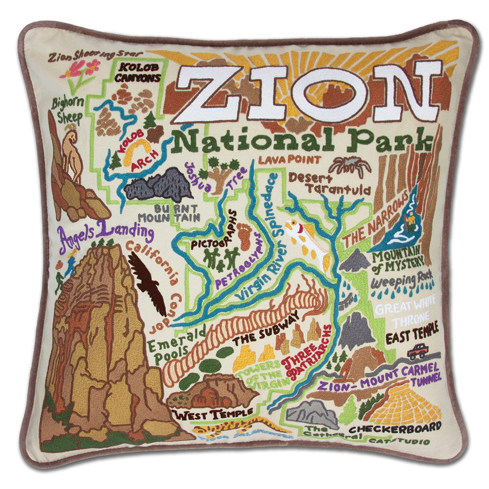 Zion Hand-Embroidered Pillow from Quirks!