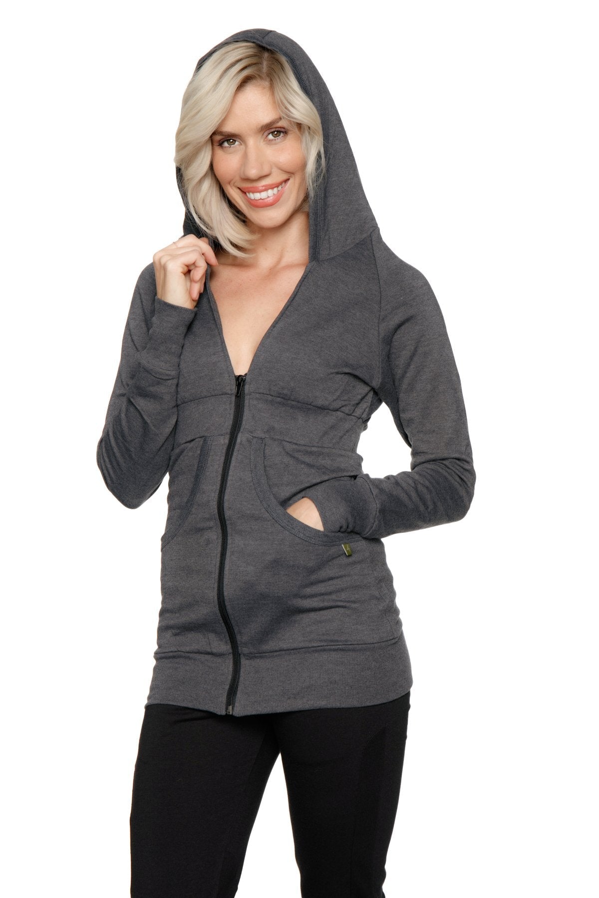 Zip-up Long Body Travel Hoodie Jacket (Charcoal) from 4-rth