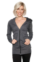 Zip-up Long Body Travel Hoodie Jacket (Charcoal) from 4-rth